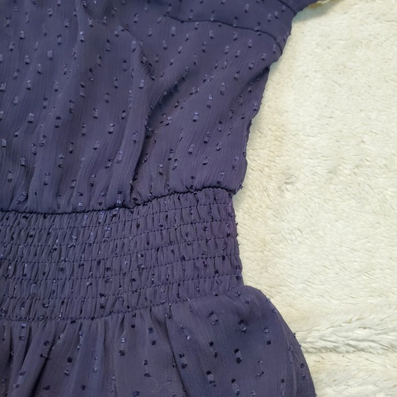 Doe Rae Blue Swiss Dot Romantic Lace Cottagecore Flowy Boho Party Mini Dress M - Picture 3 of 9